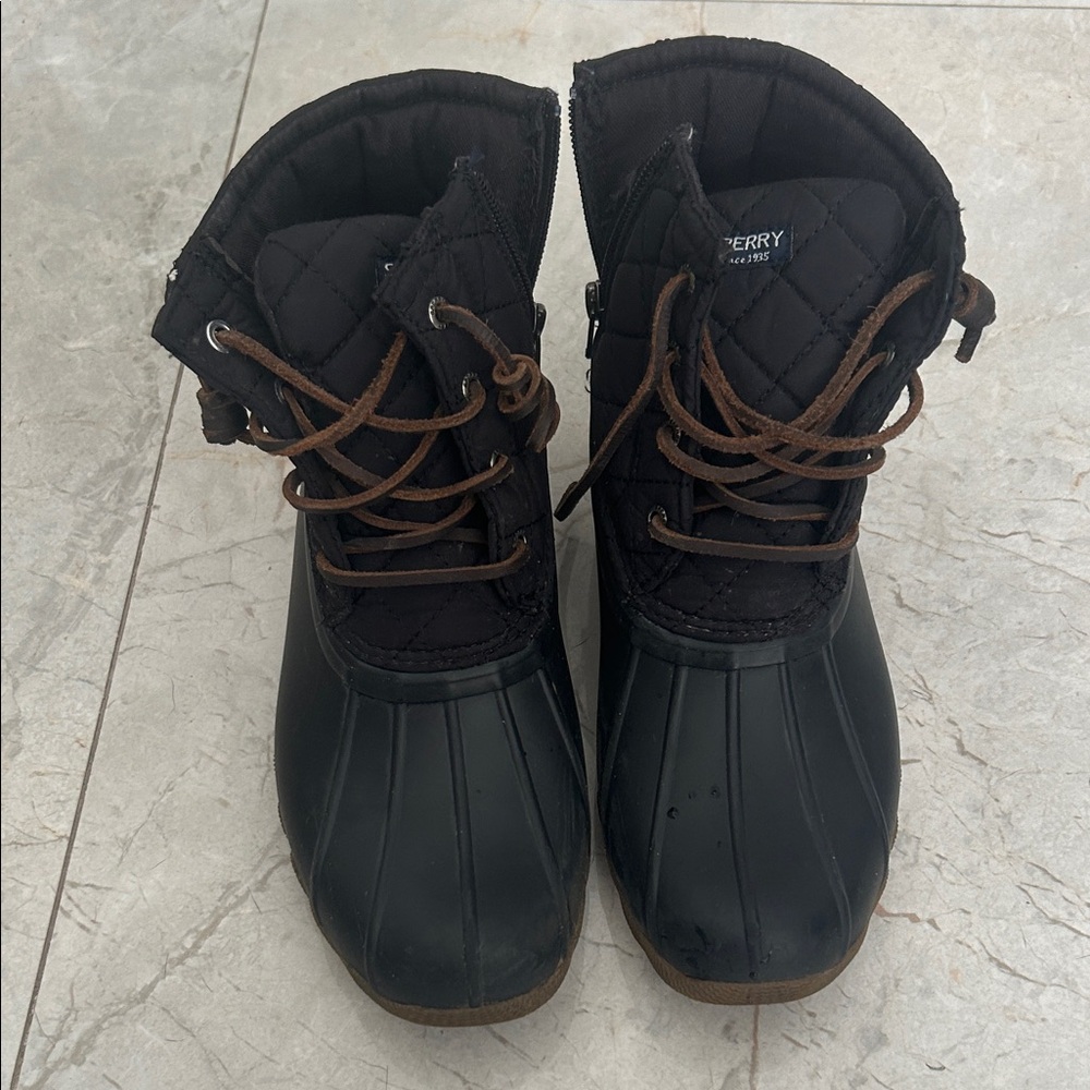 Sperry Black Quilted Duck Boots
